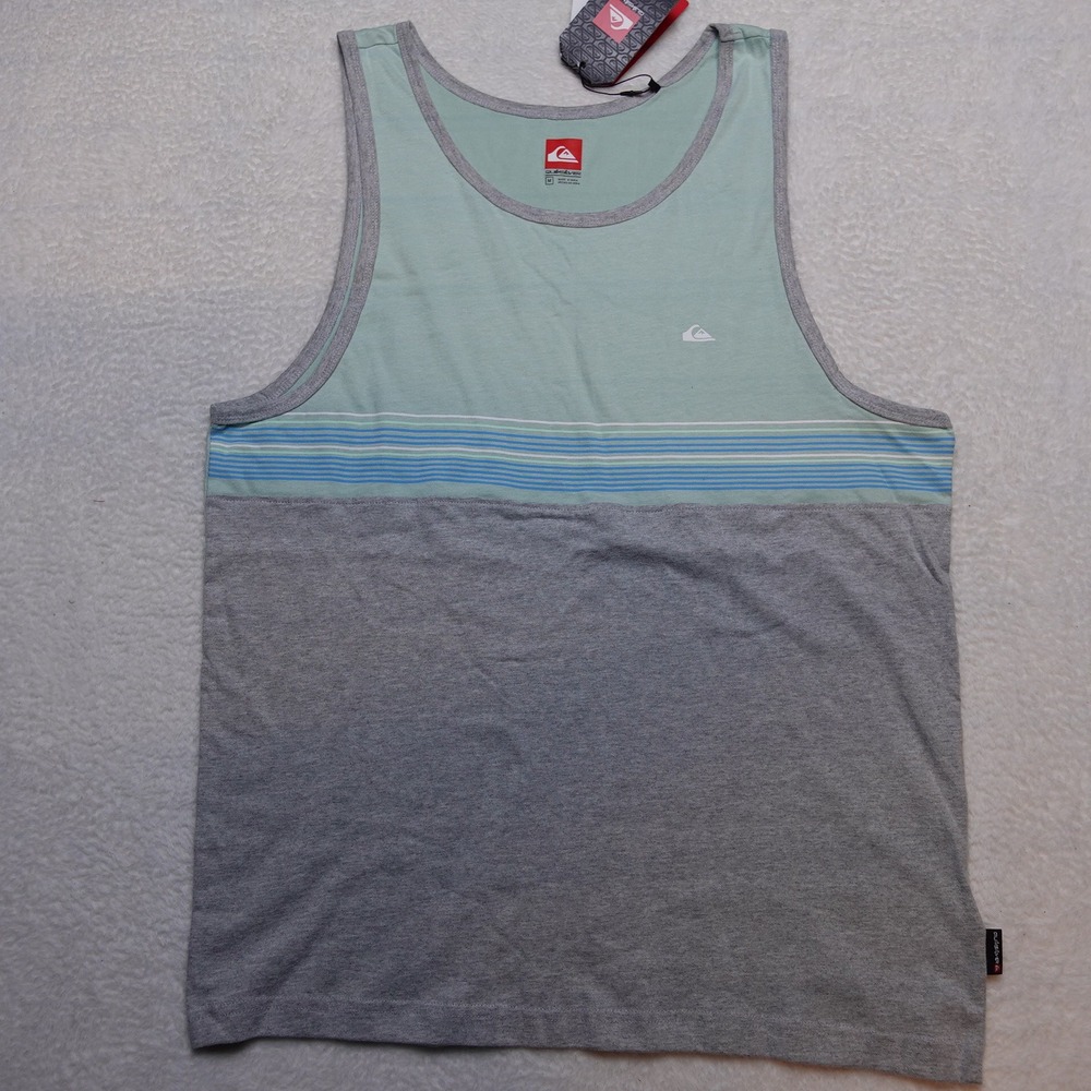 Quiksilver Tank Top Mens Medium Blue Haze Colorblock Striped QS000643M